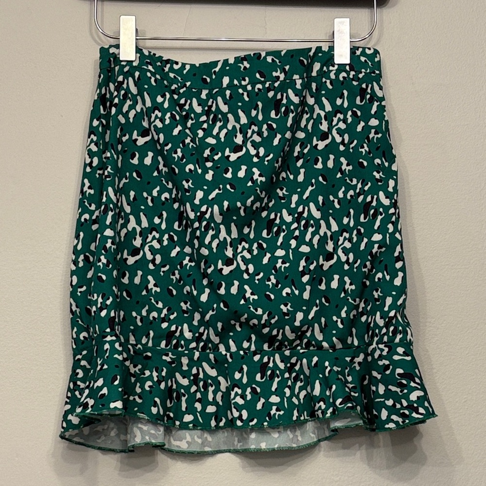 superdown Teal Animal Print Mini Skirt